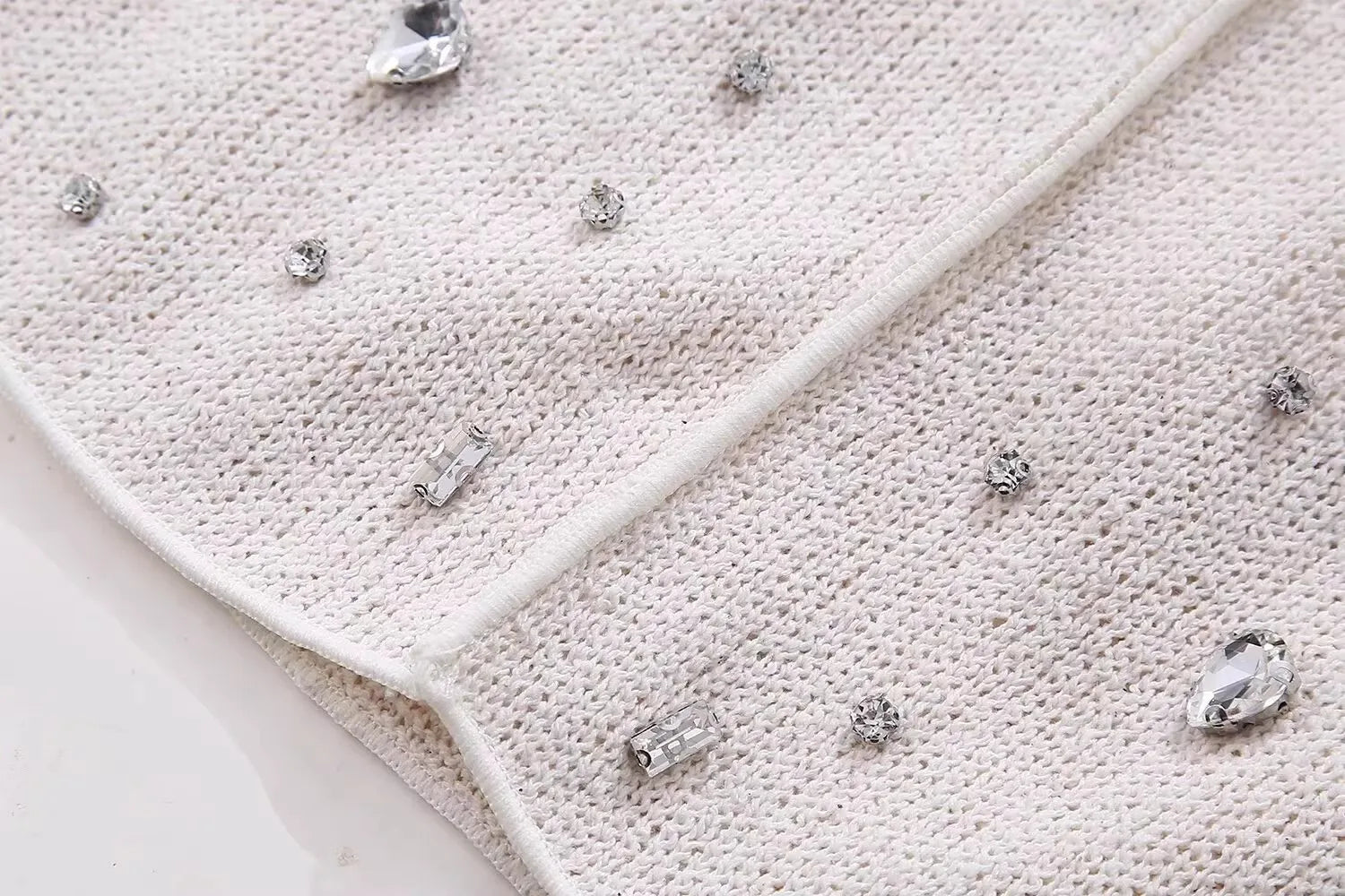 Diamond Women 2 Piece Set Luxury Knit Halter Backless Tank Tops+Shorts Casual Matching Streetwear Stretch Simple Suit