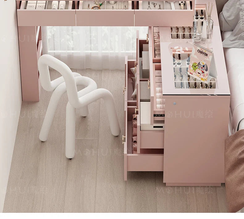 Room Dresser Makeup Bedroom Drawers Mirror Storage Cabinet Hairstyles Comfortable Illuminated Furniture