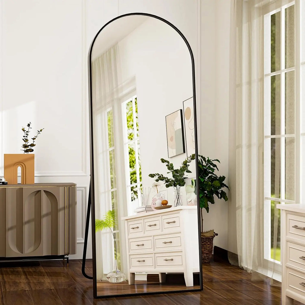 Full Length Arched Mirror-Aluminum Alloy Frame High Definition-Full Body Mirror for Bedroom or Living Room