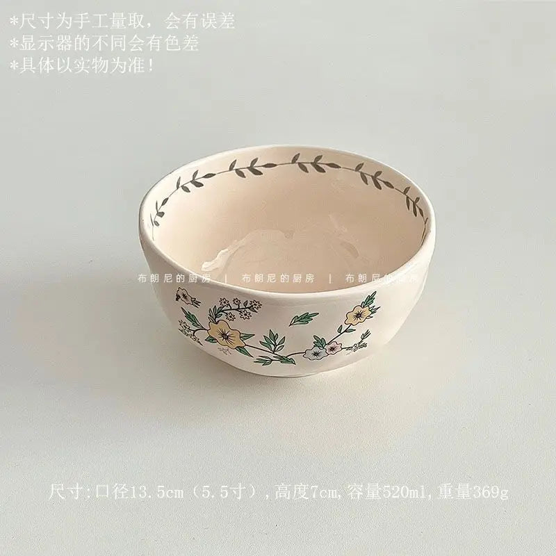 Ceramic Floral Bowl Plate Set