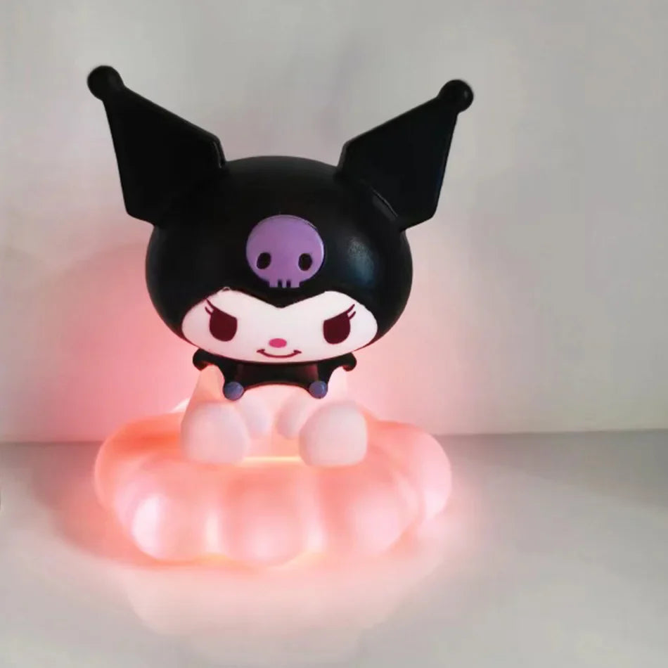 Kawaii Sanrios Night Light Enamel Cloud Cartoon Kuromi Cinnamoroll Pochacco Small Table Light Illuminating Decoration