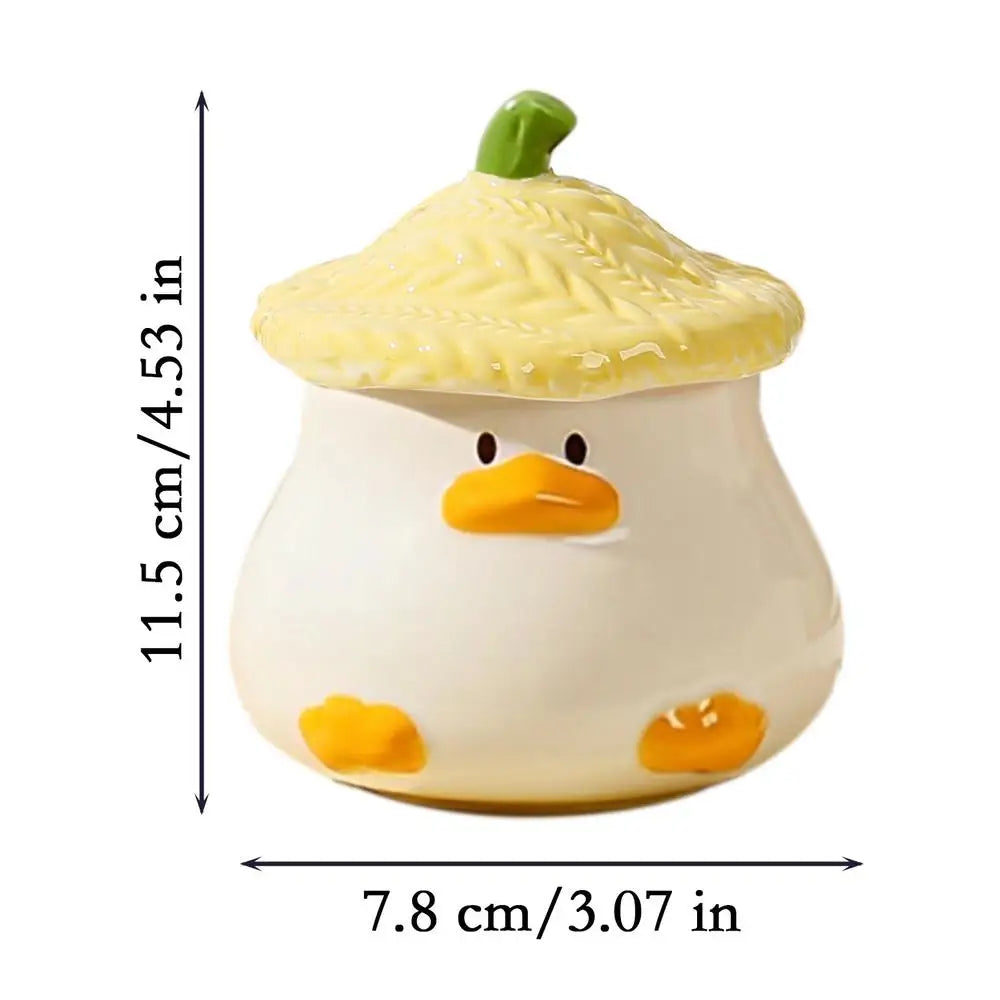 Cute Duck Mug Ceramic Duck Mug With Hat Lid 400ml Cartoon Ceramic Drinkware Tableware With Handle