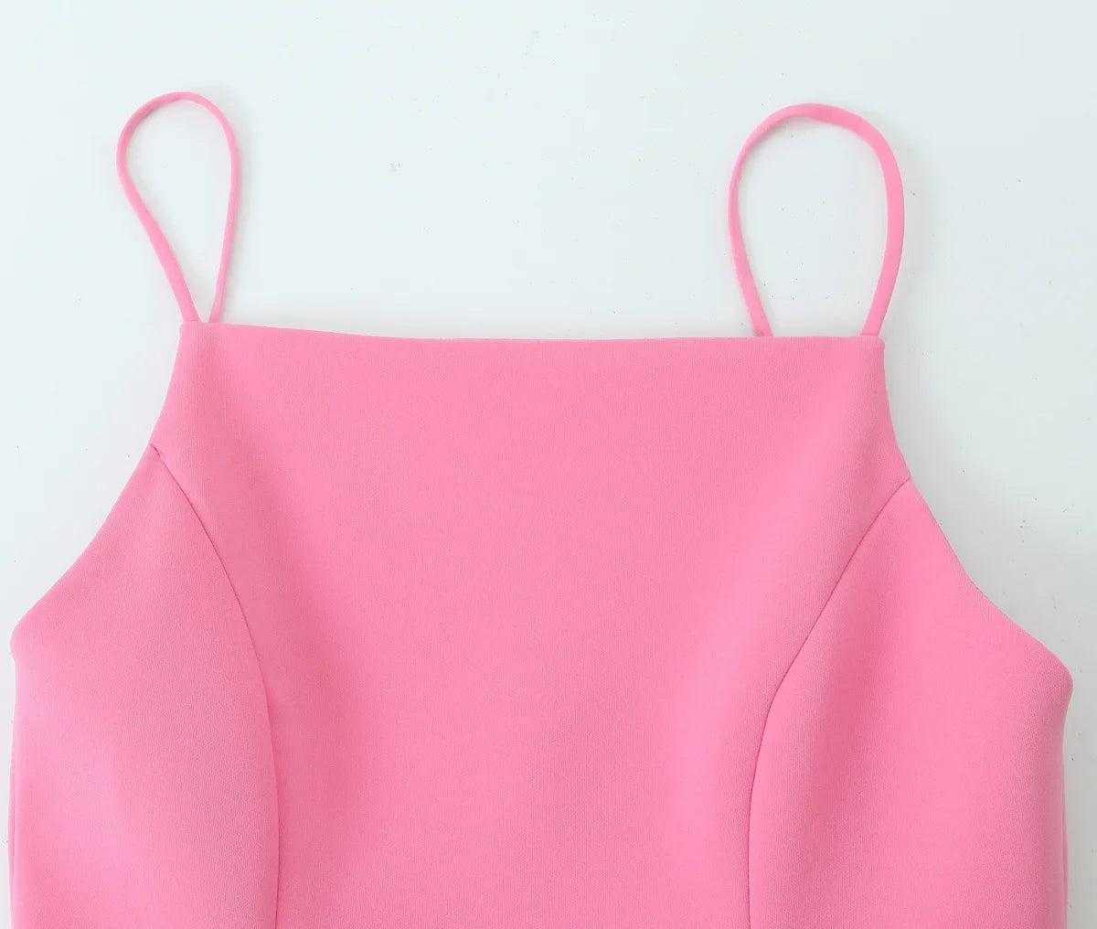 Ladies Pink Spaghetti Strap Dress Summer New Simple Style Women Slim Short Dress Party Fashion A-Line Dress