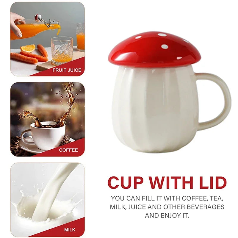 New Style Creative Cartoon Mushroom Theme Water Bottle Mug Cup, Ceramic Material