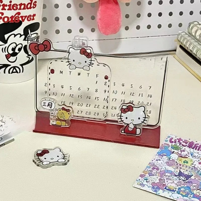 Sanrio Hello Kitty Calendar Cute Acrylic Recycling Reusable Calendar Note Board Desktop Essential