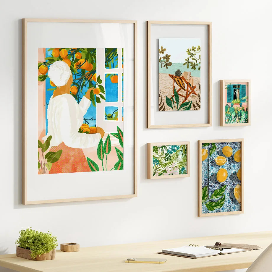 Garden Lemon Fruit Flower Plants Abstract Illustration Poster And Prints Wall Art Canvas Painting Pictures For Decor