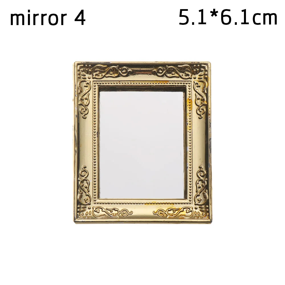 Mini Frames Doll House Plastic Vintage Miniature Mirror Accessories