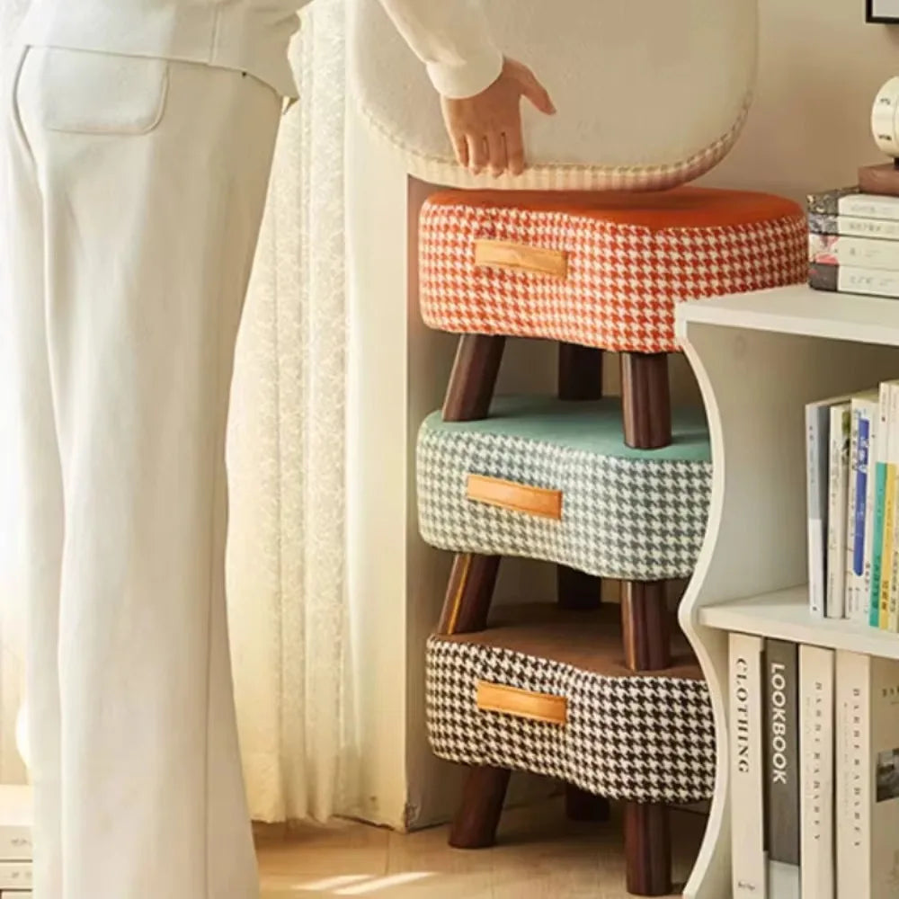 Curved Footstool with Handle Convenient To MoveSofa Small Stool