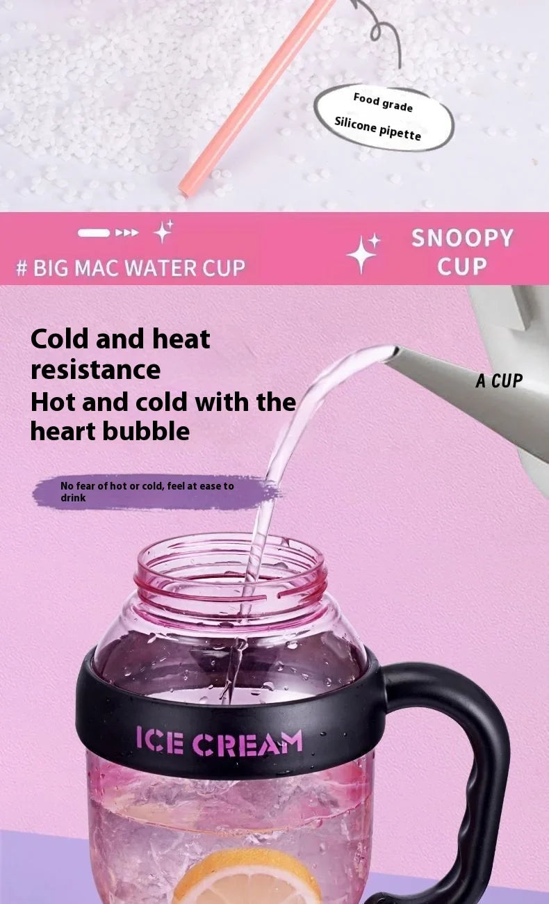 Sanrio Water Cup Hello Kitty  Anime Straw Cup Cartoon Cute Large Capacity Outdoor Activities Portable Tea Separation | 1300ML