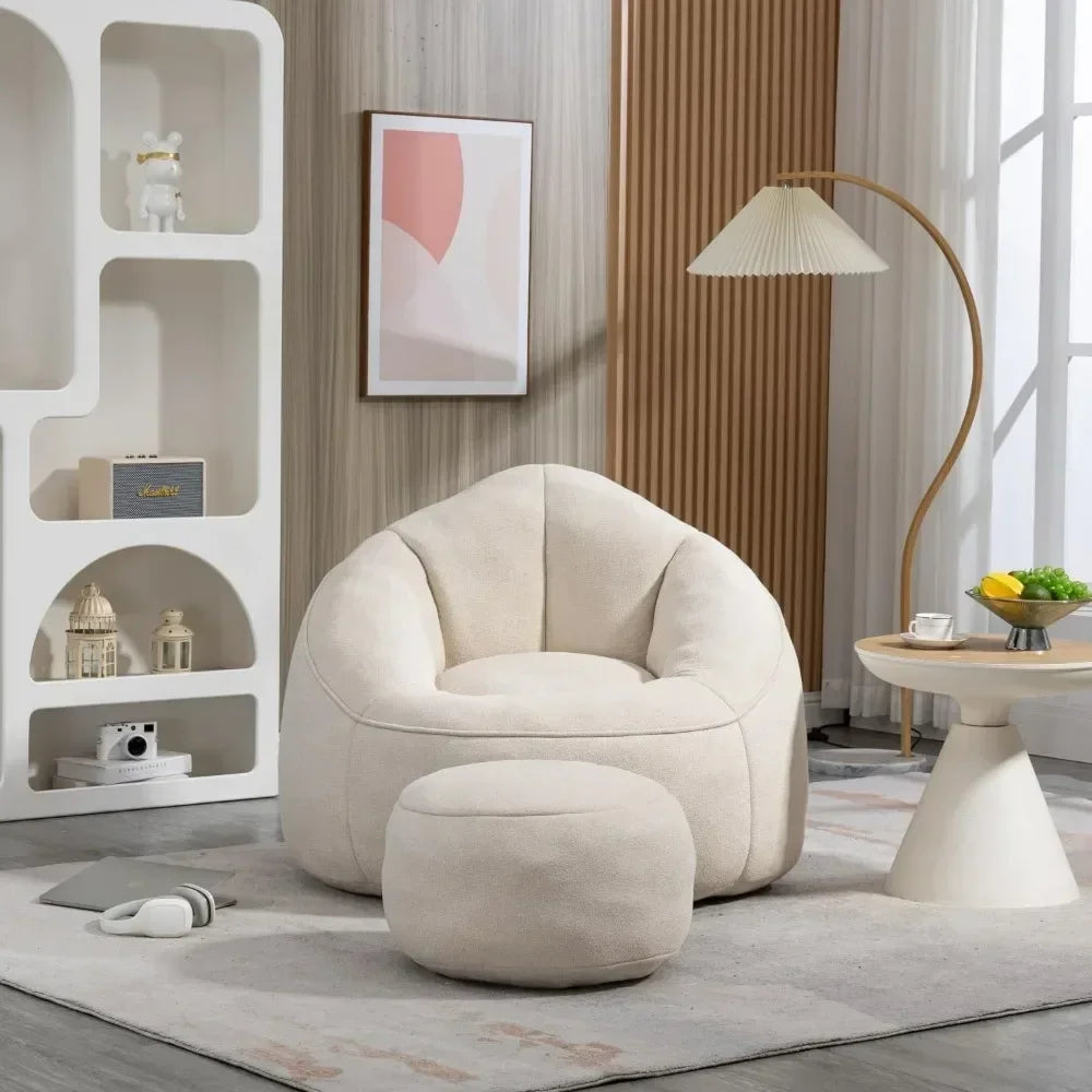 New Beanbag chair and footstool, comfortable beanbag sofa chair, high-pressure foam couch, used in living room and bedroom