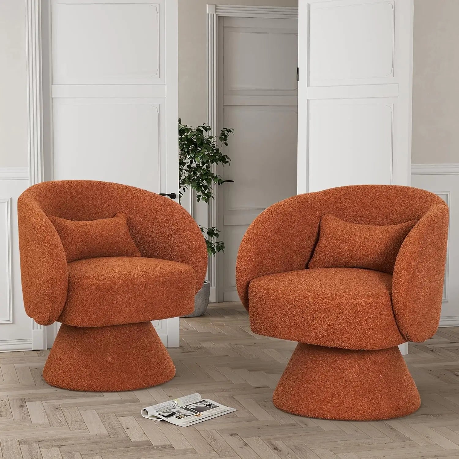 Swivel Barrel Chairs, Upholstered Swivel Cuddle Accent Chairs for Living Room, Comfy 360 Degree Modern Small Round