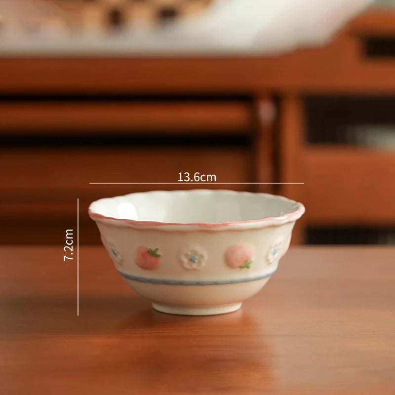 High Grade Strawberry Pattern Cute Girl Plate Bowl