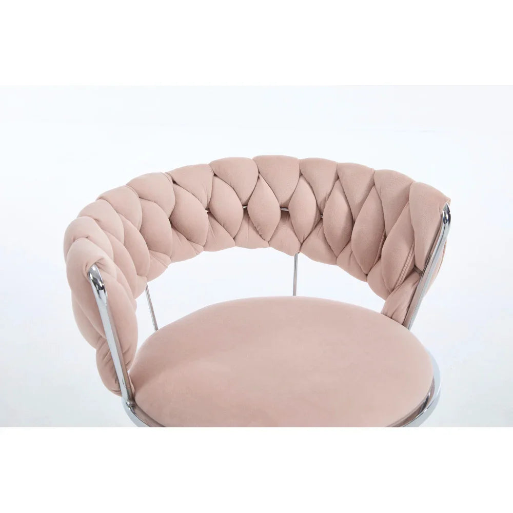 Velvet Barstools Set/2 - Chrome Swivel Base w/Adjustable Height, Modern Kitchen & Bar Stools