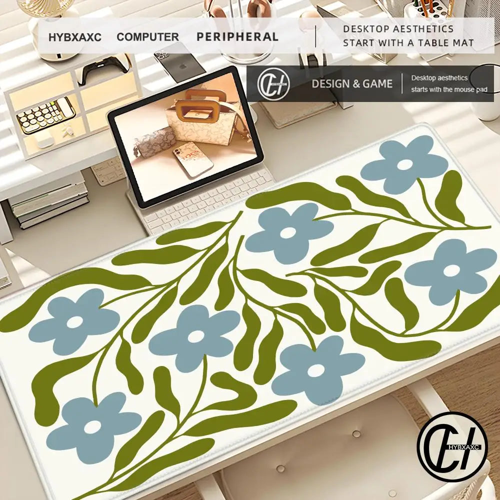 Large Computer Mouse Pad Pink Abstract Flower Office Desk Mat Game Player Desktop Accessories Keyboard Protection Pad