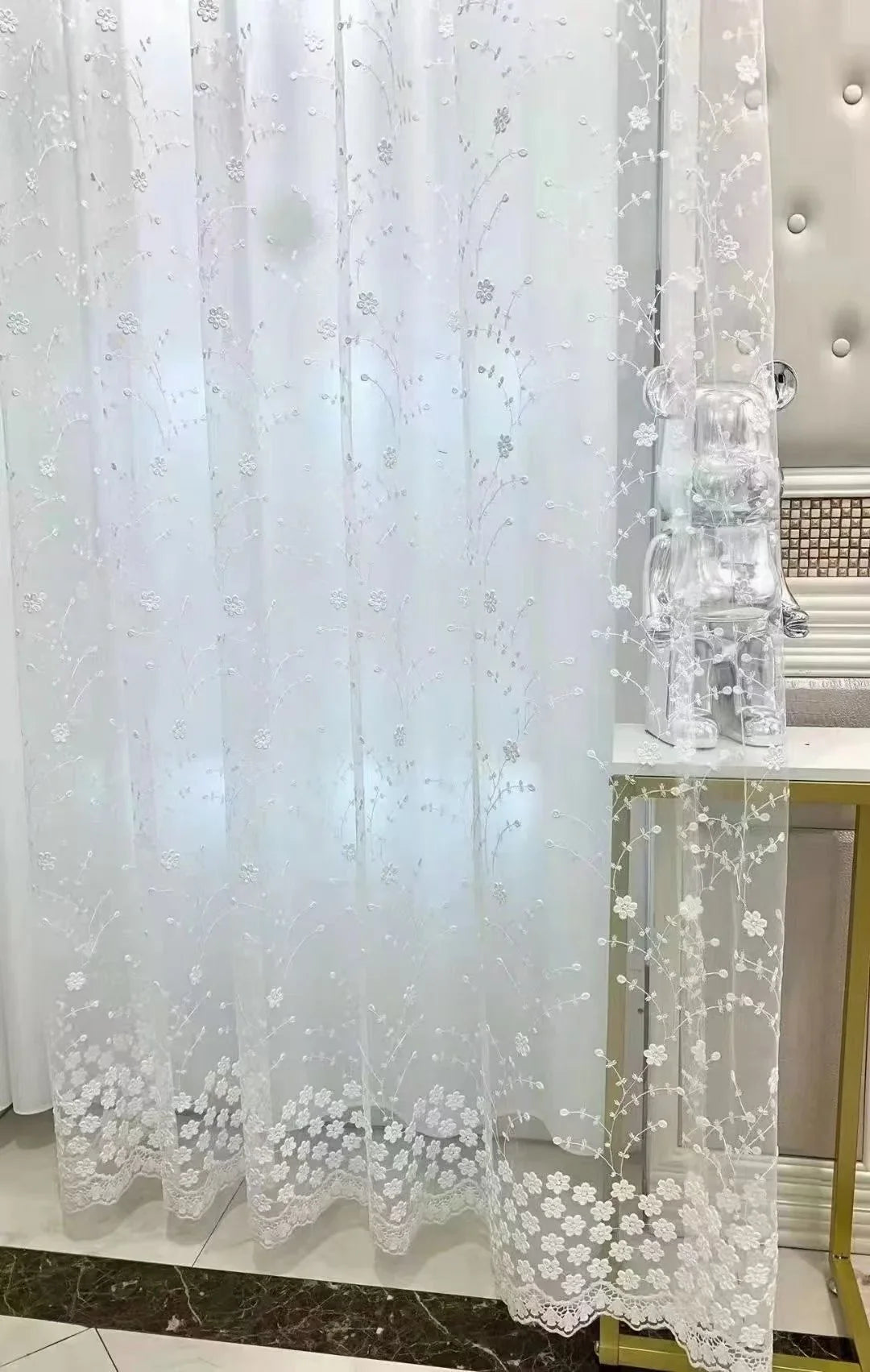 Embroidered White Curtains