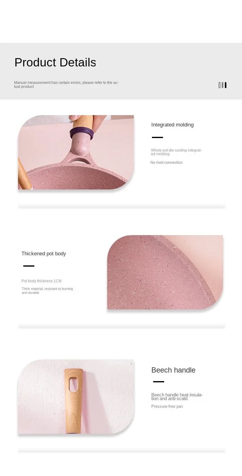 Stone Non-Stick Cooking Pan, Household Saucepan, Induction and Gas Compatible, Healthy Cookware, Stylish Pot