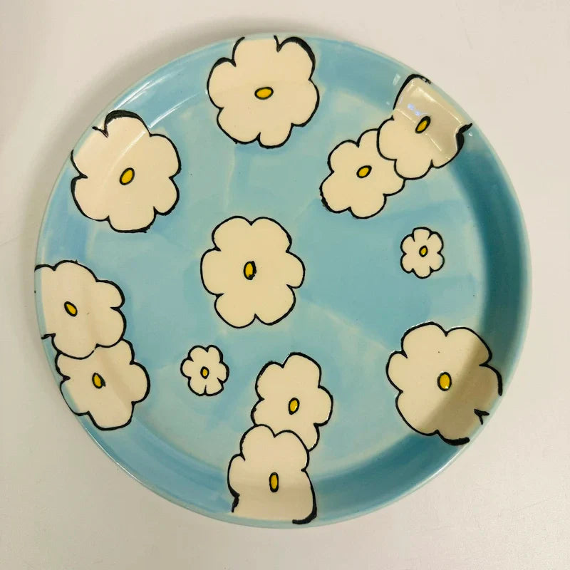 Ceramic Plate Korean Style Household Round Porcelain Dinnerware