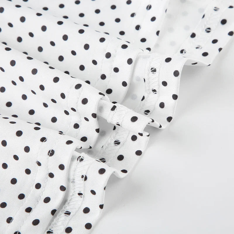 Sleeveless Short Dot Print Women Dresses Slim Fit Elegant Simple Office Lady Trendy Clothes