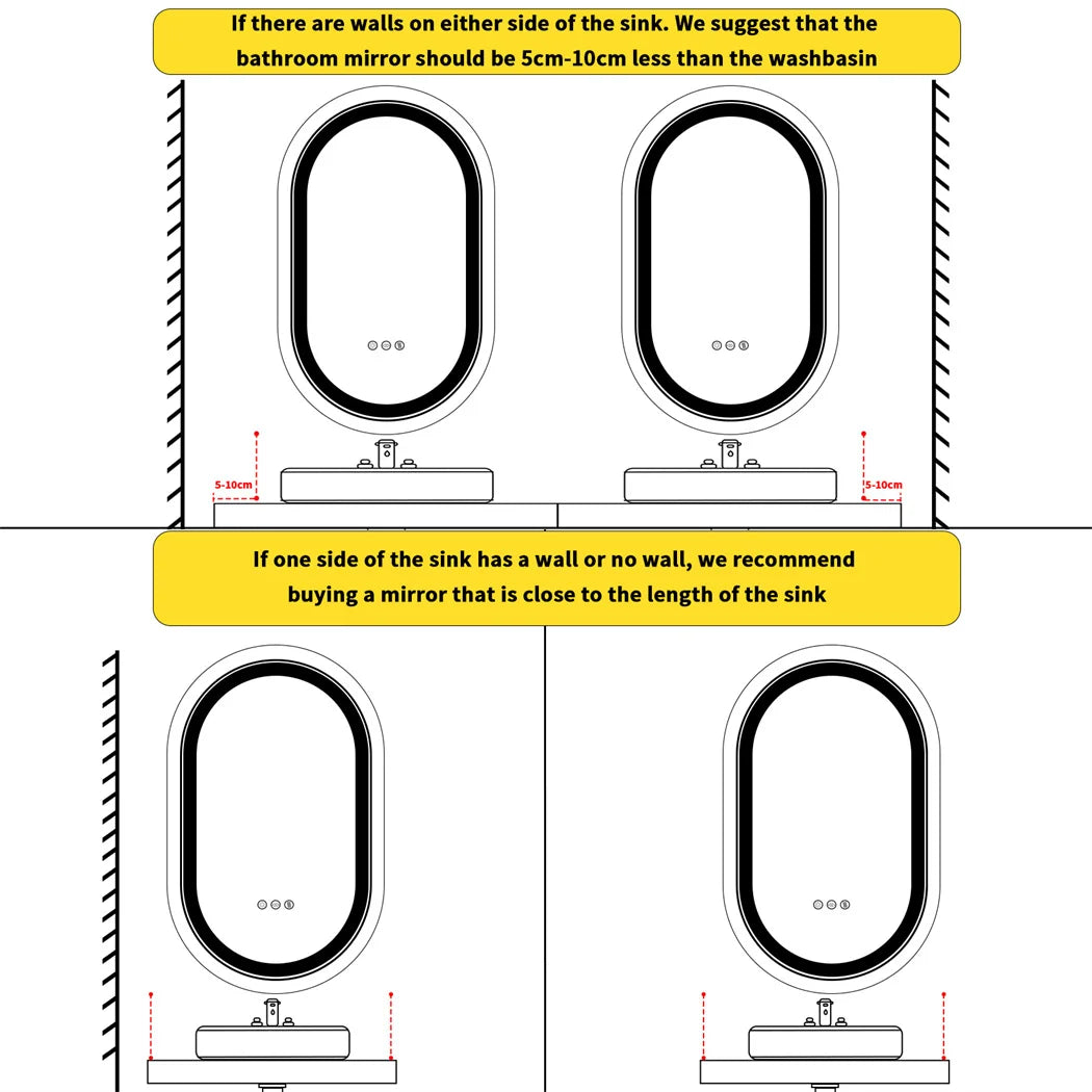 Luxury Oval Led Illuminated Bathroom Mirror Gold Aluminum Frame with Demister Pad