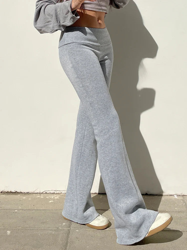 Sexy Basic Solid Flare Pants Y2K Slim Low-Waisted Boot Cut Pants Women Fashion Streetwear Lady