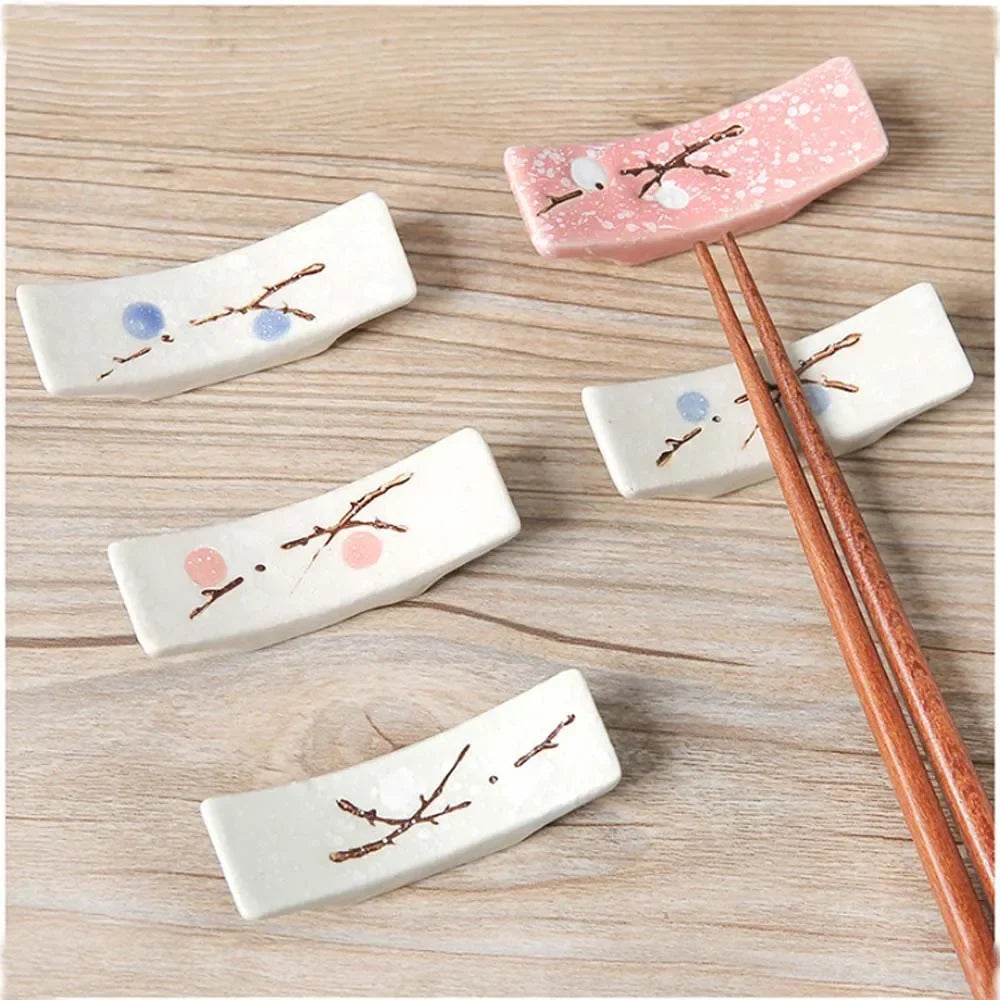 Japanese Plum Blossom Ceramic Chopstick Holder Creative Kitchen Supplies Household Chopstick Holder Care Gadget