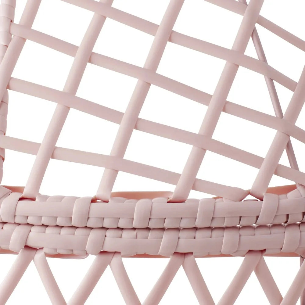 Pink Outdoor Wicker Fixed Children's Egg Chair