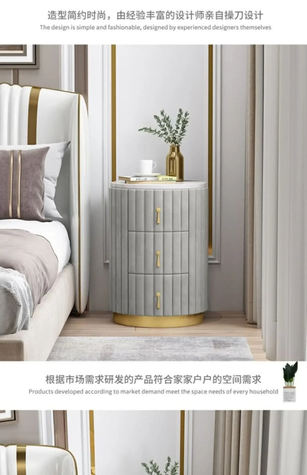 Mobile Side Bed Pink Nightstands Small Modern Modern Luxury Nightstands Space Saving Storage Furniture