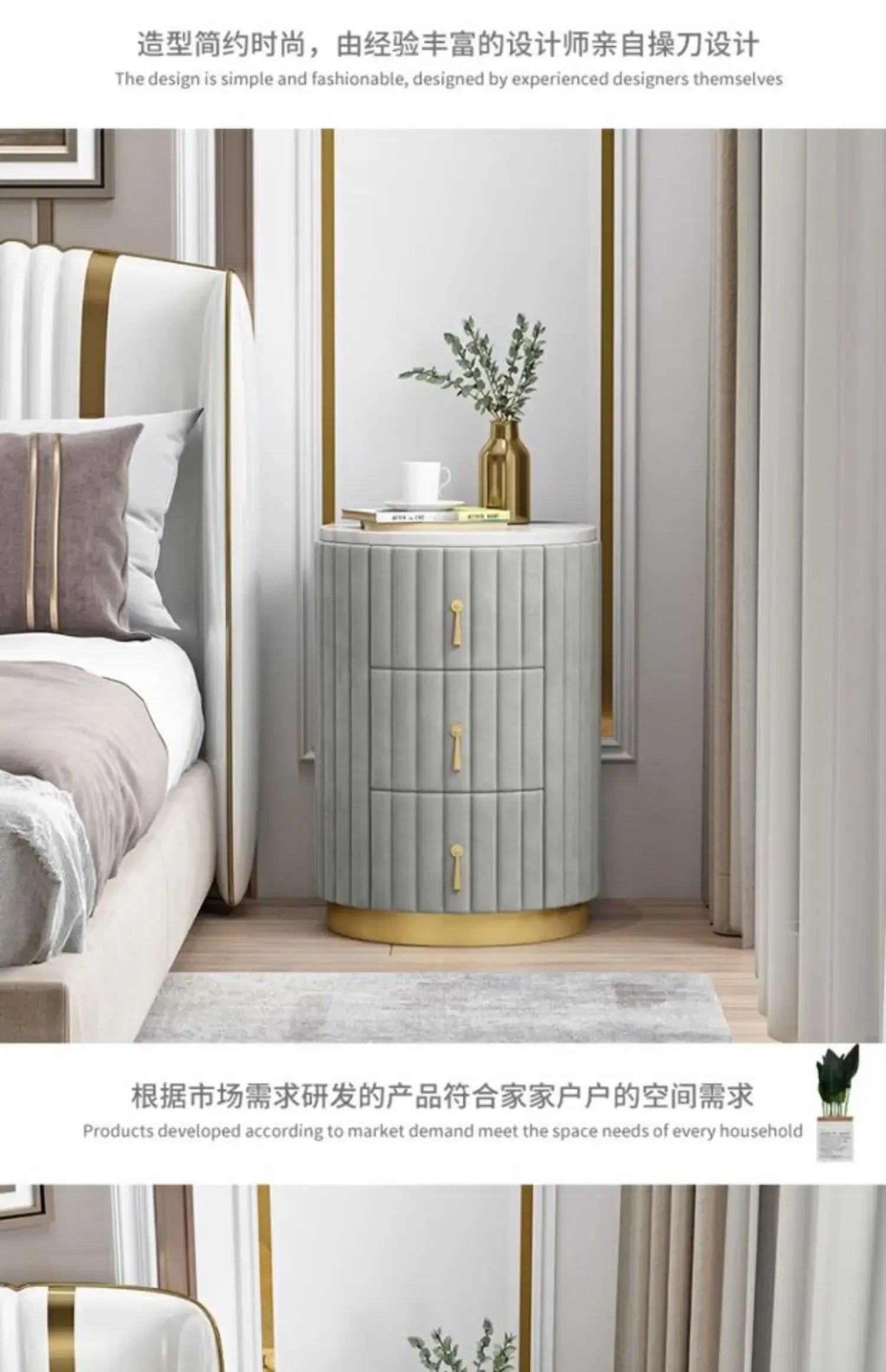 Mobile Side Bed Pink Nightstands Small Modern Modern Luxury Nightstands Space Saving Storage Furniture