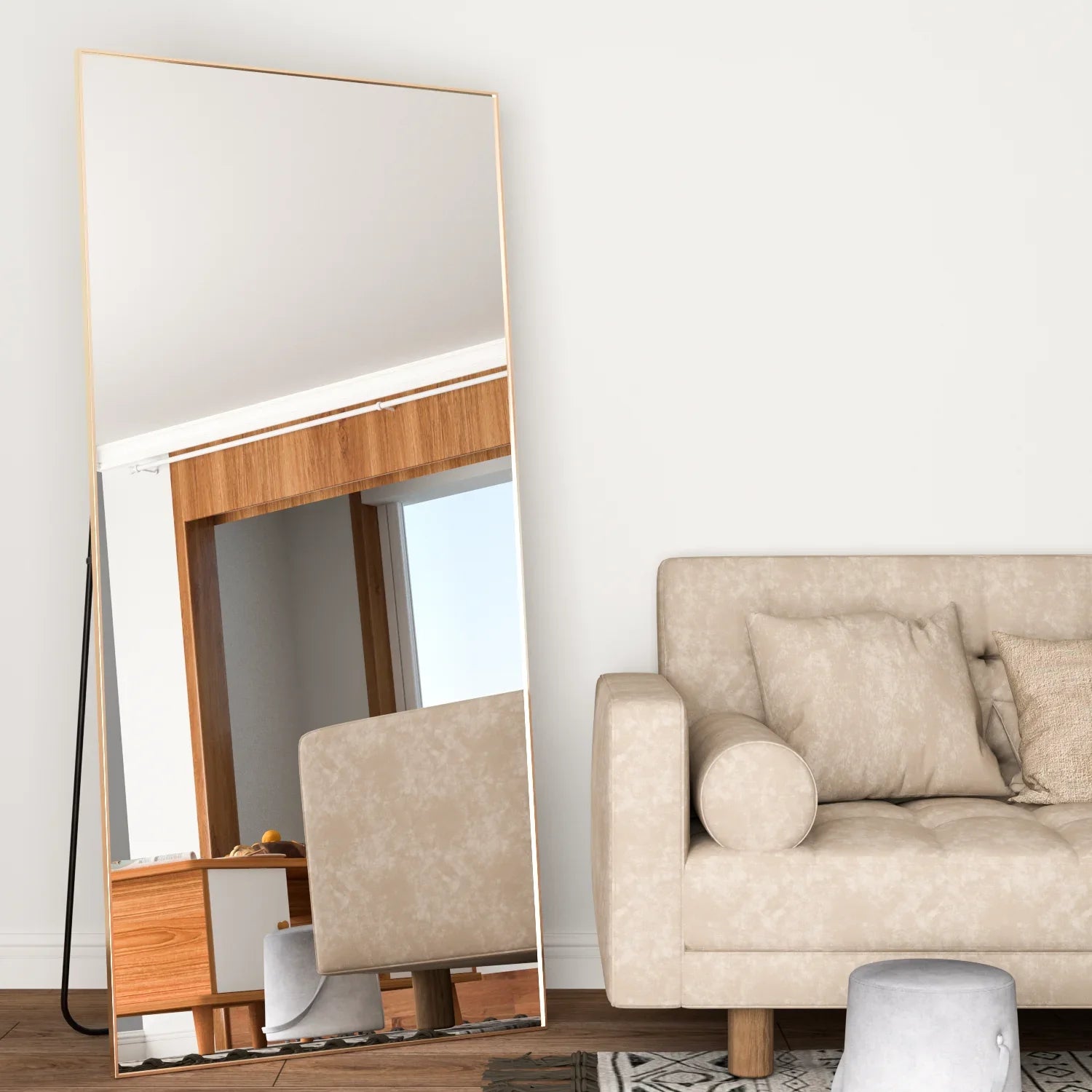 Full Length Mirror 65" * 24 ", Floor Standing Mirror, Metal Frame Mirror, Full Body Mirror