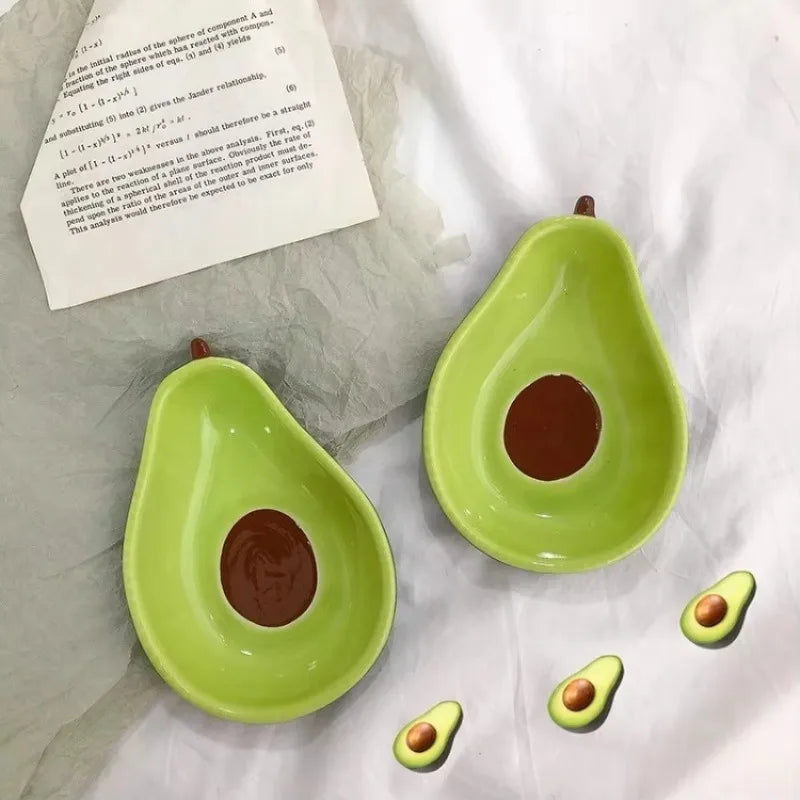 Creative Avocado Shaped Ceramic Dish Fruit Salad Plate Dessert Bowl