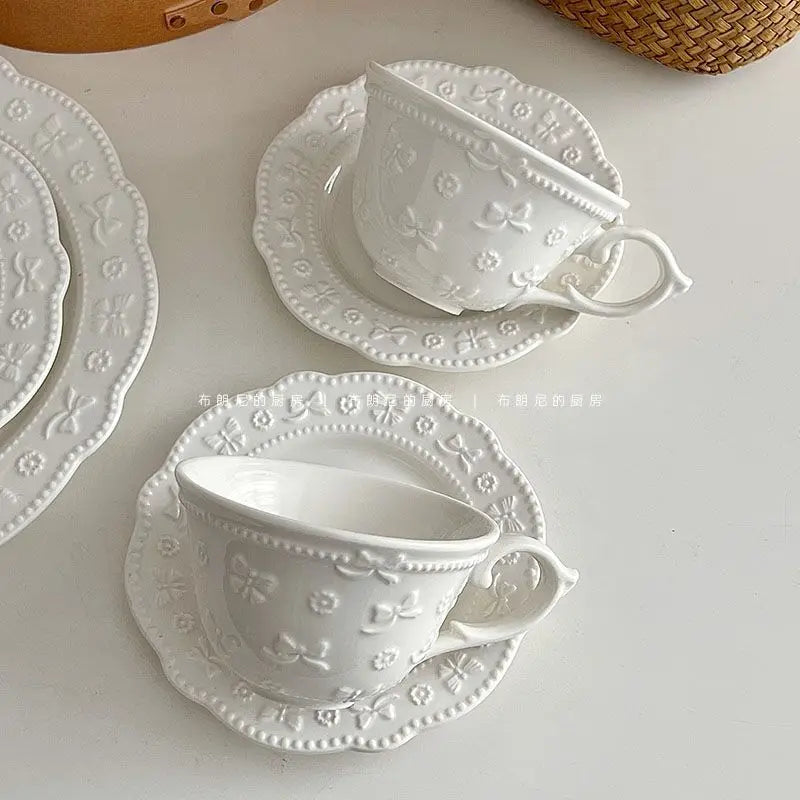White French Lace Cup and Plate Set
