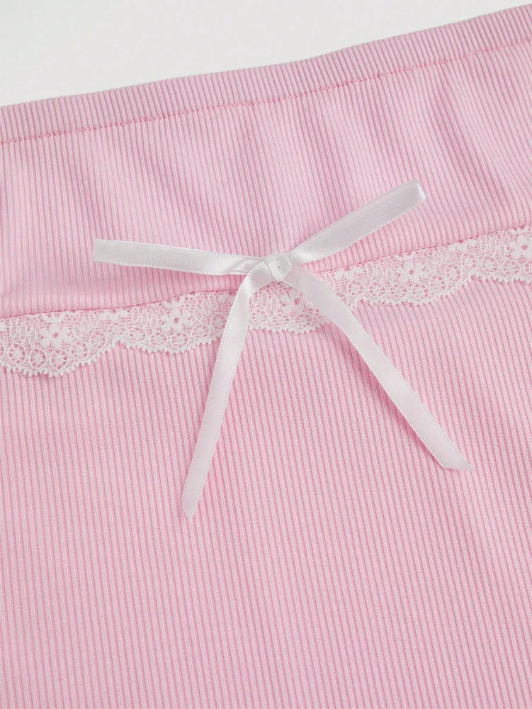 Plus Size Contrasting Lace Ruffle Hem Tube Dress Y2K Clubwear Fake Day Dresses Women's Mini Short Women's Sets