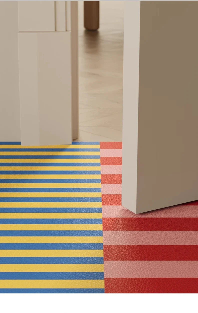 Kitchen Carpet PVC Waterproof and Oil-proof Carpet Easy To Clean Cushioning Rugs Artistic Striped Decorative Carpet Mats