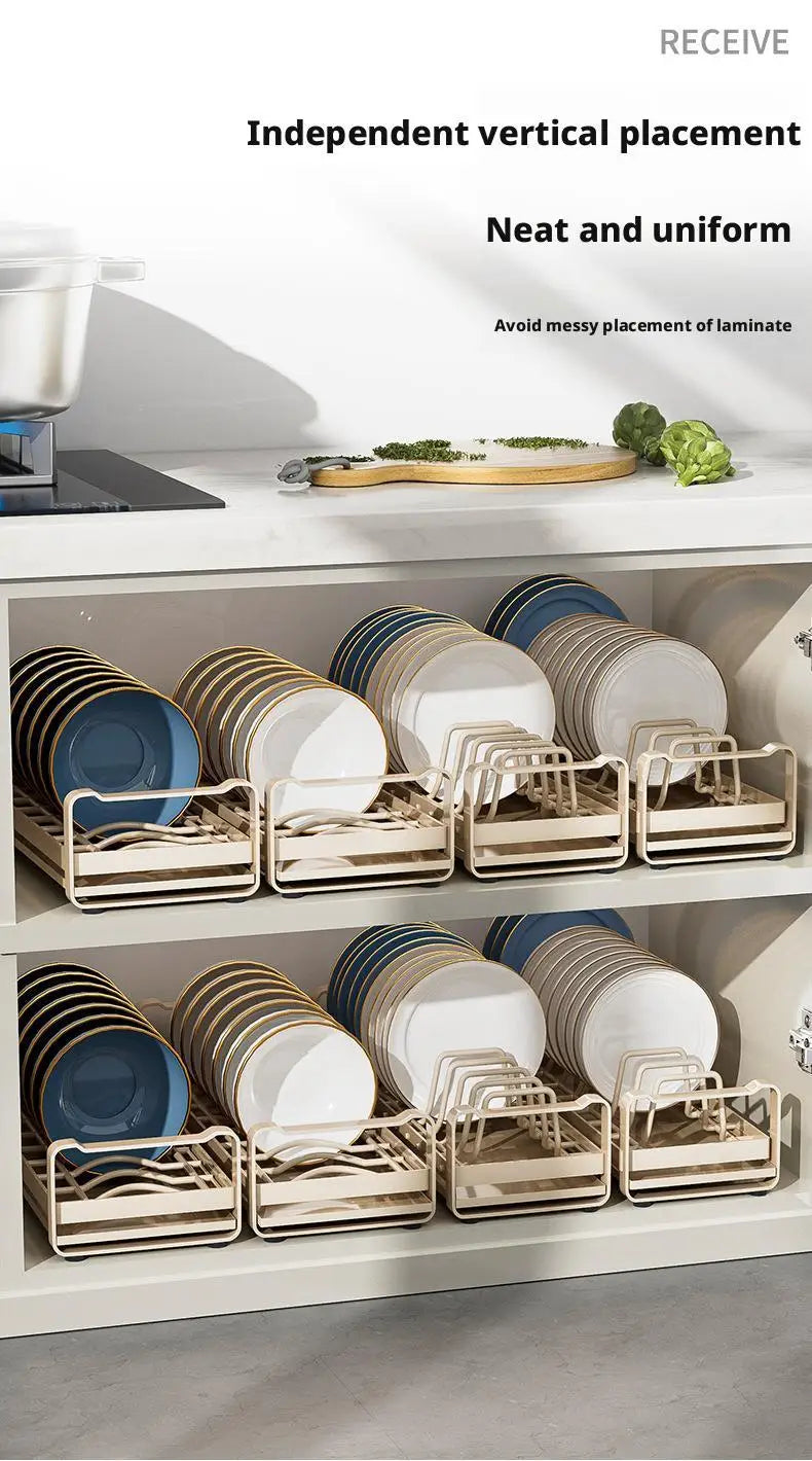 Pull Out Cabinet Dish Storage Rack Stainless Steel Plate Drain Stand Holder Kitchen Drawer Built-in Bowl Rack Basket Organizer