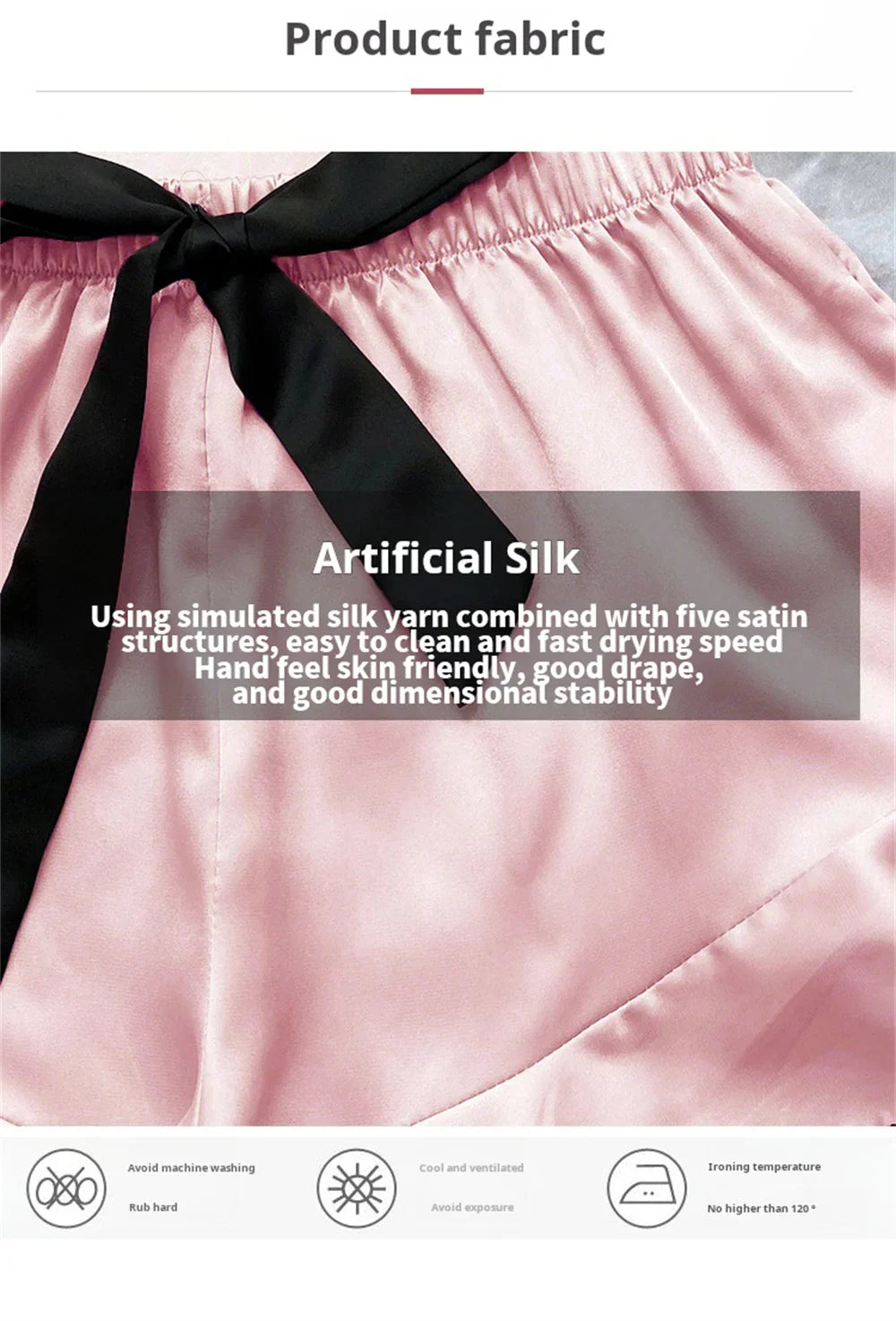 Women's Smooth Satin Pajamas V-Neck T-Shirt Ruffled Edges And Bow Shorts Simple And Breathable Pajama Set