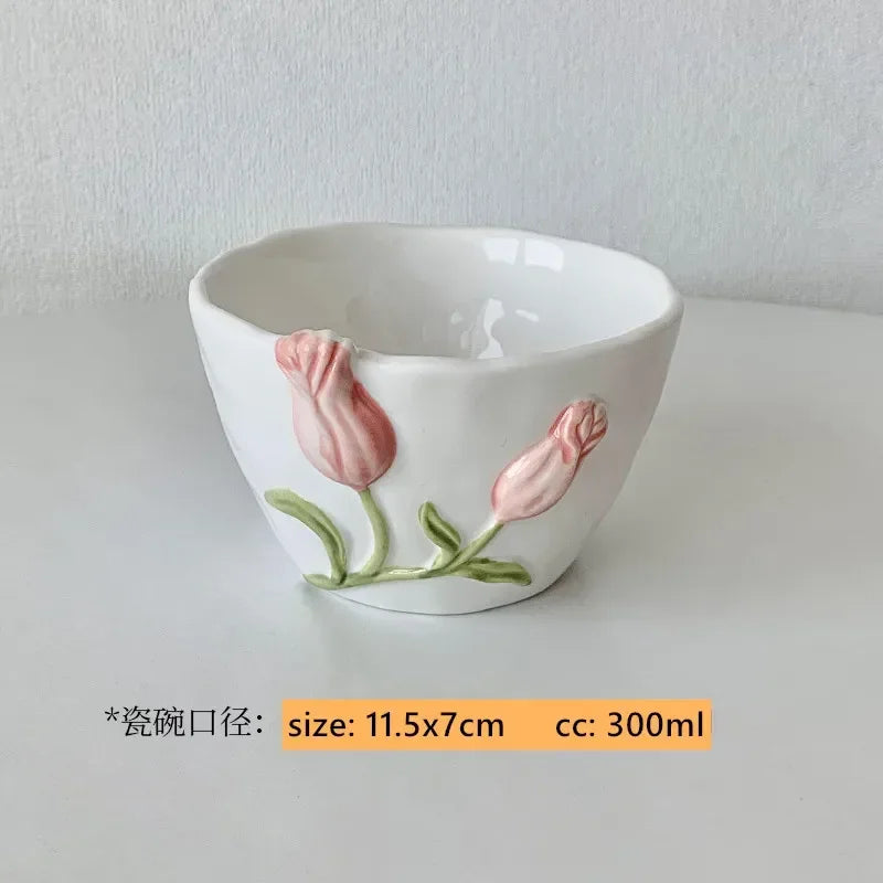 Exquisite Tulip Ceramic Plate High Appearance French Tableware