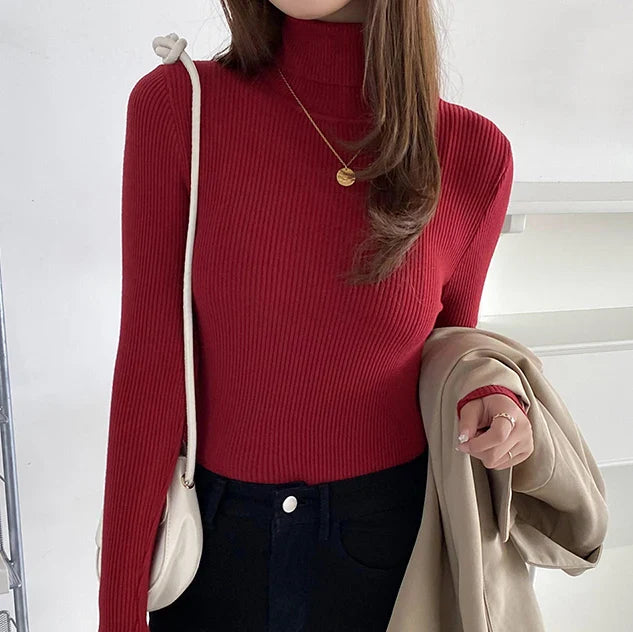 Women Fall Turtleneck Sweater Knitted Soft Pullovers Cashmere Jumpers Basic Soft Sweaters For Women Autumn Winter