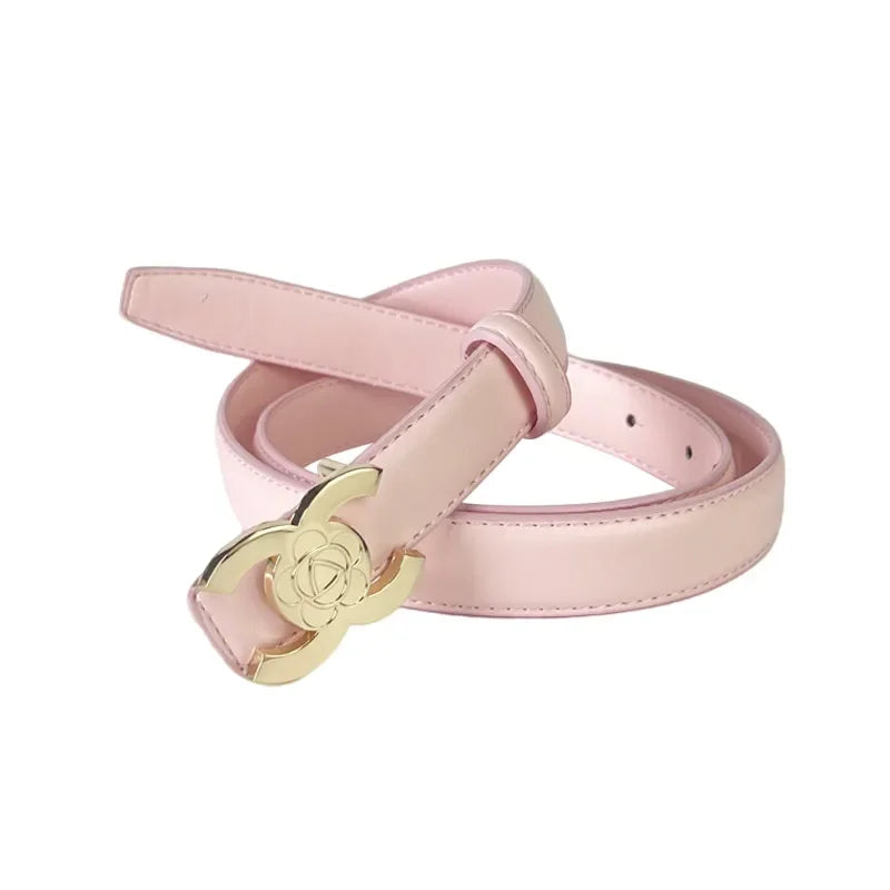 Women's Versatile Belt, Elegant Retro Style, Square Alloy Buckle