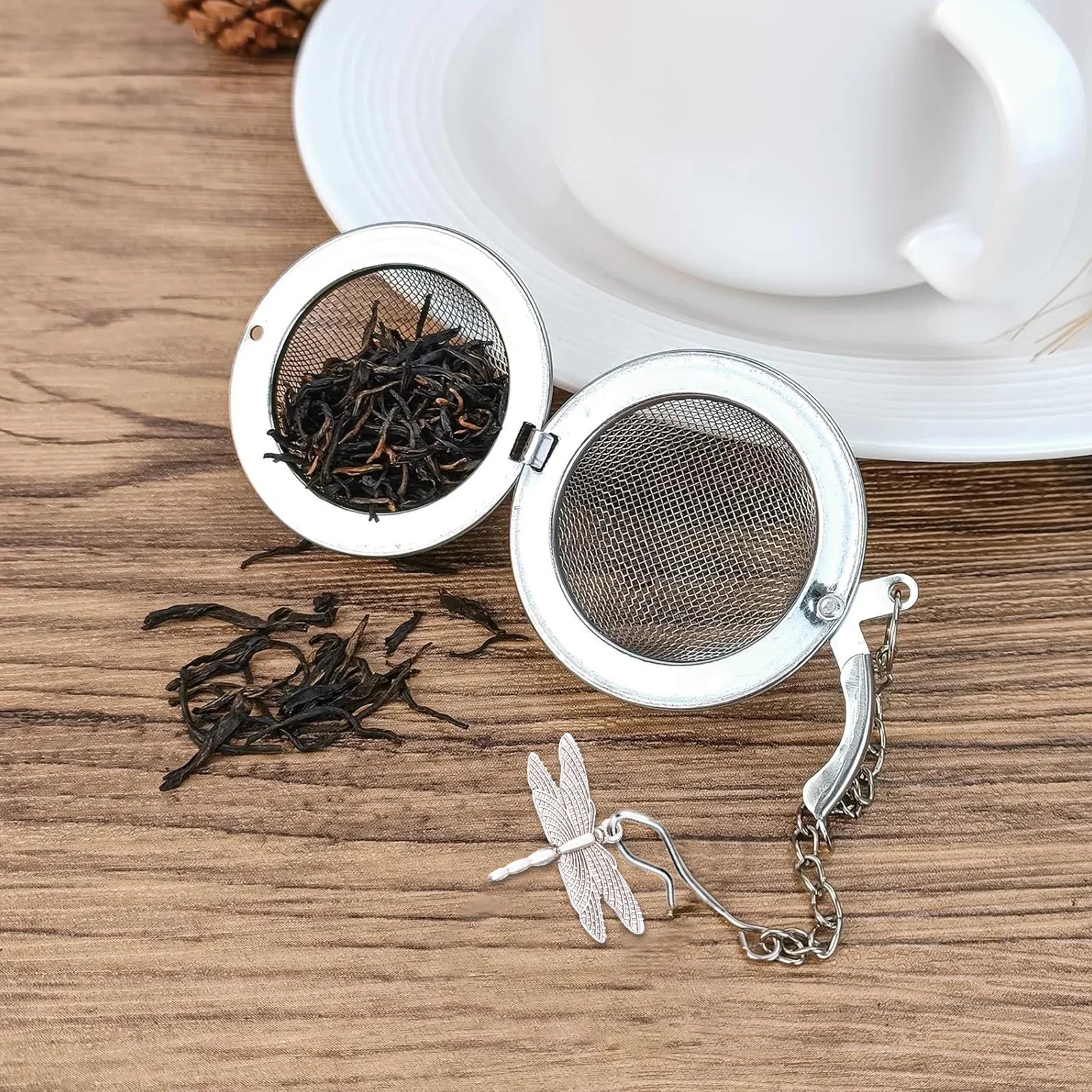 Loose Leaf Tea Steeper Tea Strainer with Charm Handmade Dragonfly Butterfly Pendant Tea Ball Tea Filter Tea Infusers