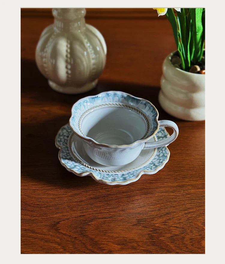 Vintage Ceramic Niche Design Afternoon Teacup with Dessert Plate