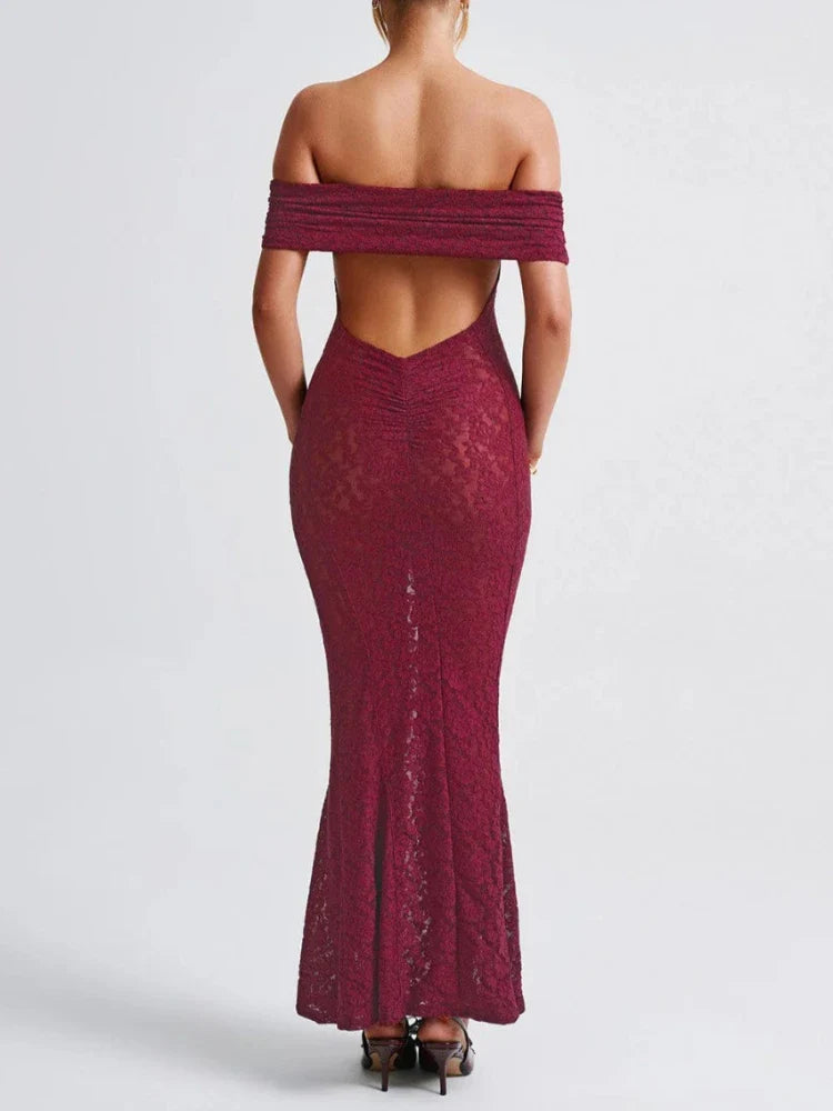 Ruched Jacquard Dress Women 5quare Collar Backless Sleeveless Elegant Gown Chic Long Bodycon