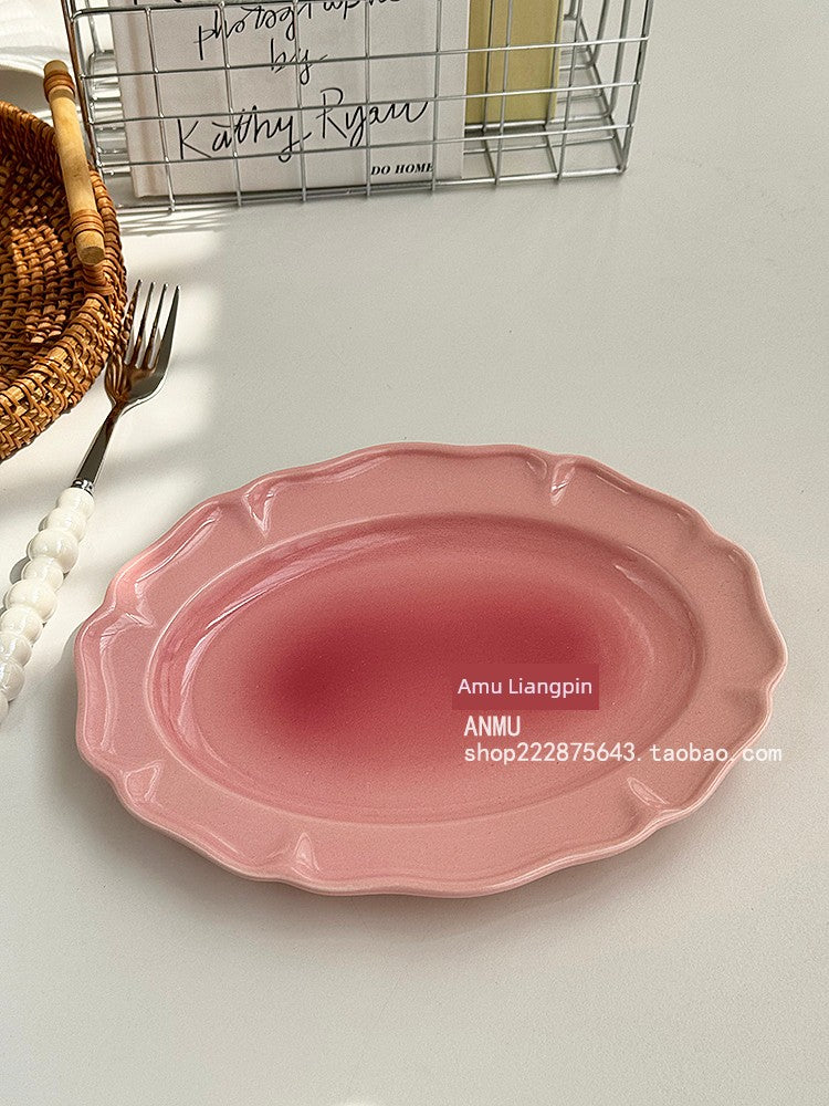 Gradient Lace Underglaze Porcelain Tableware Dish and Bowl Dish