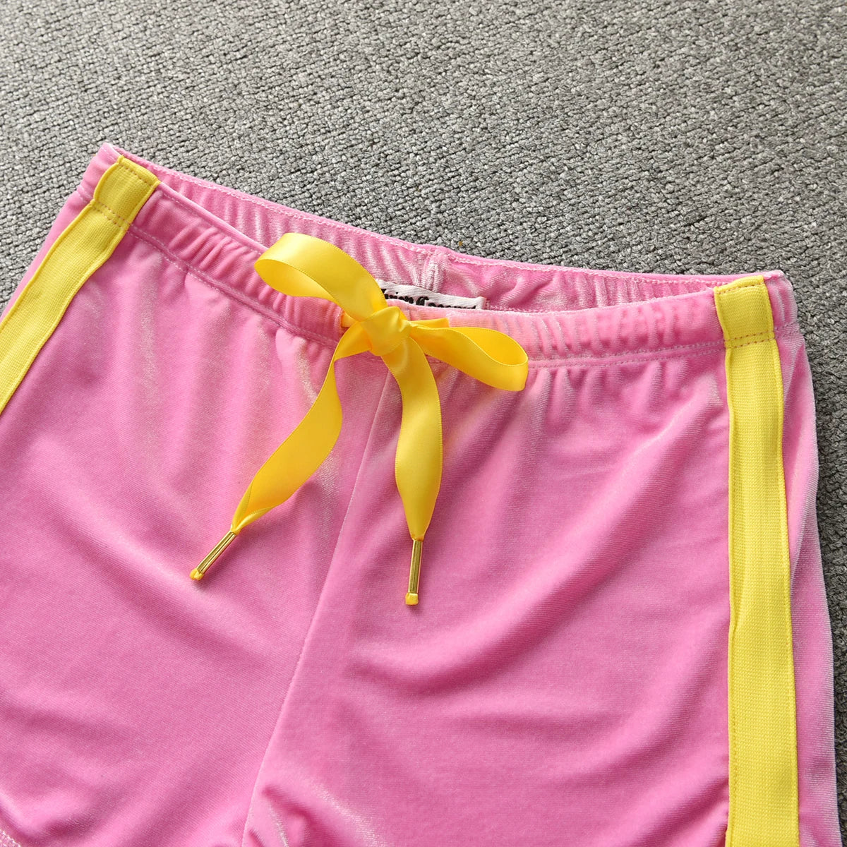 Velvet Velour Shorts Tracksuit Two Piece Sets Women Outfit Short Sleeve Top and Short Sets