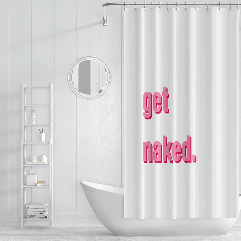 Girlboss Get Naked Pink Shower Curtain Set with Grommets and Hooks for Bathroom Decor
