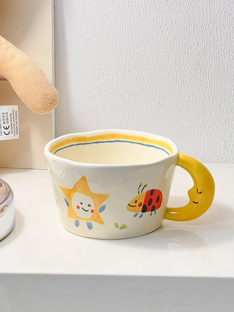 Korean Style Cute Hand-painted Handle Mug Personalized Good-looking Ceramic Cup