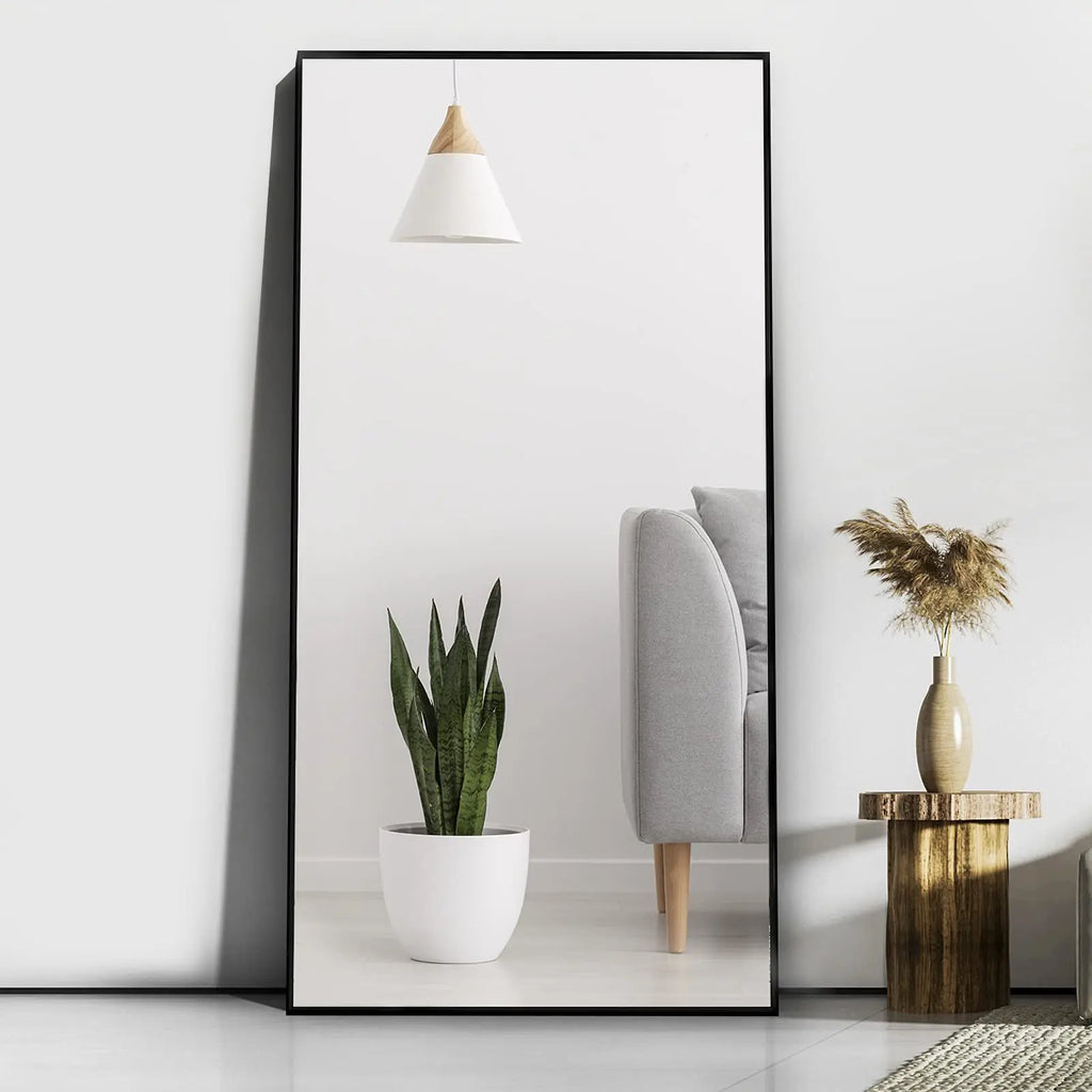 Full Length Mirror 65" * 24 ", Floor Standing Mirror, Metal Frame Mirror, Full Body Mirror