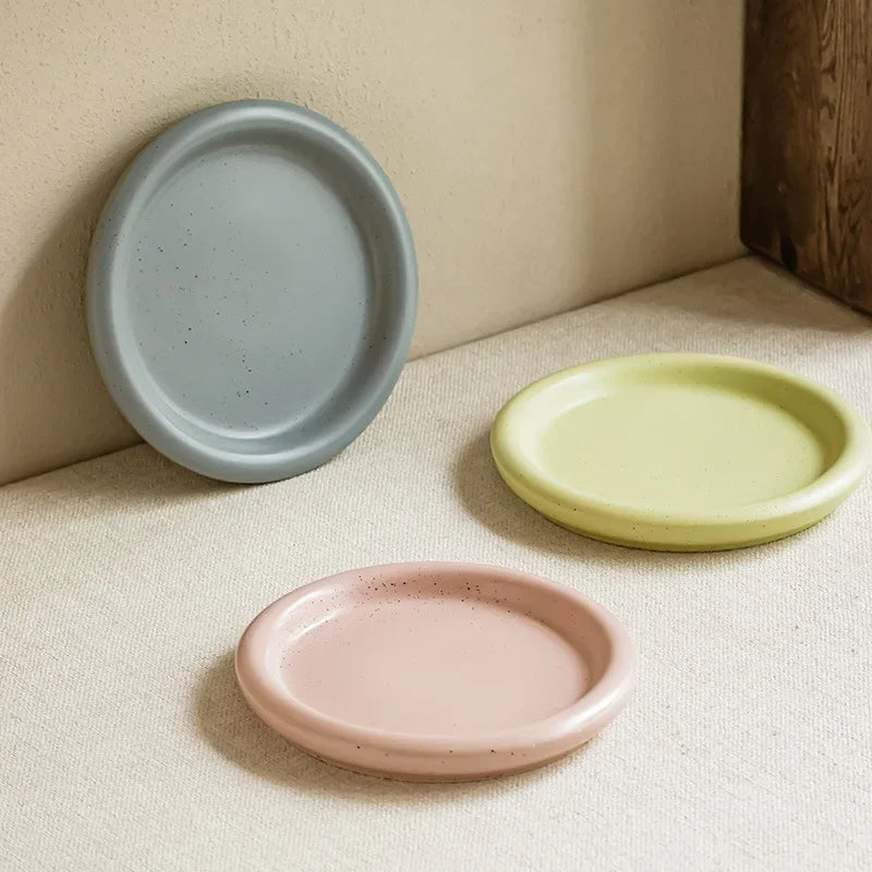 Macaron Color Plate Small Fresh Ceramic Round Plate