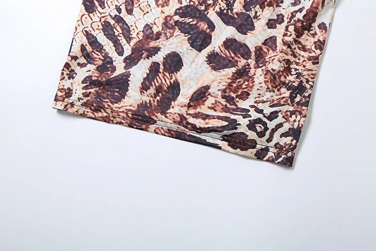 Sexy Maxi Dress Women Backless Coquette v-Neck Snake Print Sleeveless