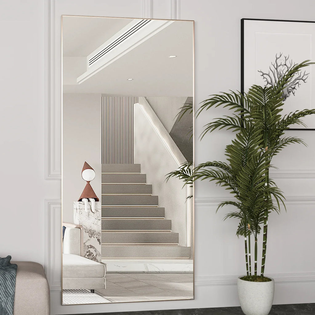 Full Length Mirror 65" * 24 ", Floor Standing Mirror, Metal Frame Mirror, Full Body Mirror