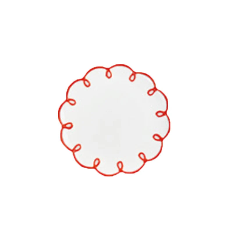 Ceramic Plate Floral Shape Solid Color Hollow Out Flat Dinnerware Afternoon Tea Cake Cookies Dessert Plates